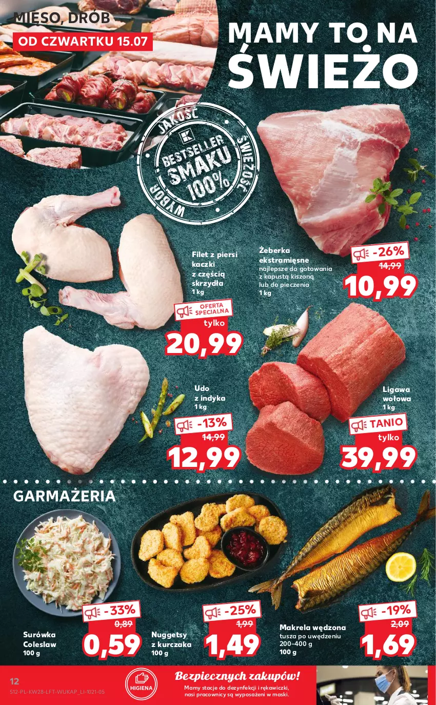 Gazetka promocyjna Kaufland - OFERTA TYGODNIA - ważna 15.07 do 21.07.2021 - strona 12 - produkty: Drób, Filet z piersi kaczki, Kapustą, Kurczak, Mięso, Piec, Surówka, Surówka coleslaw, Tusz