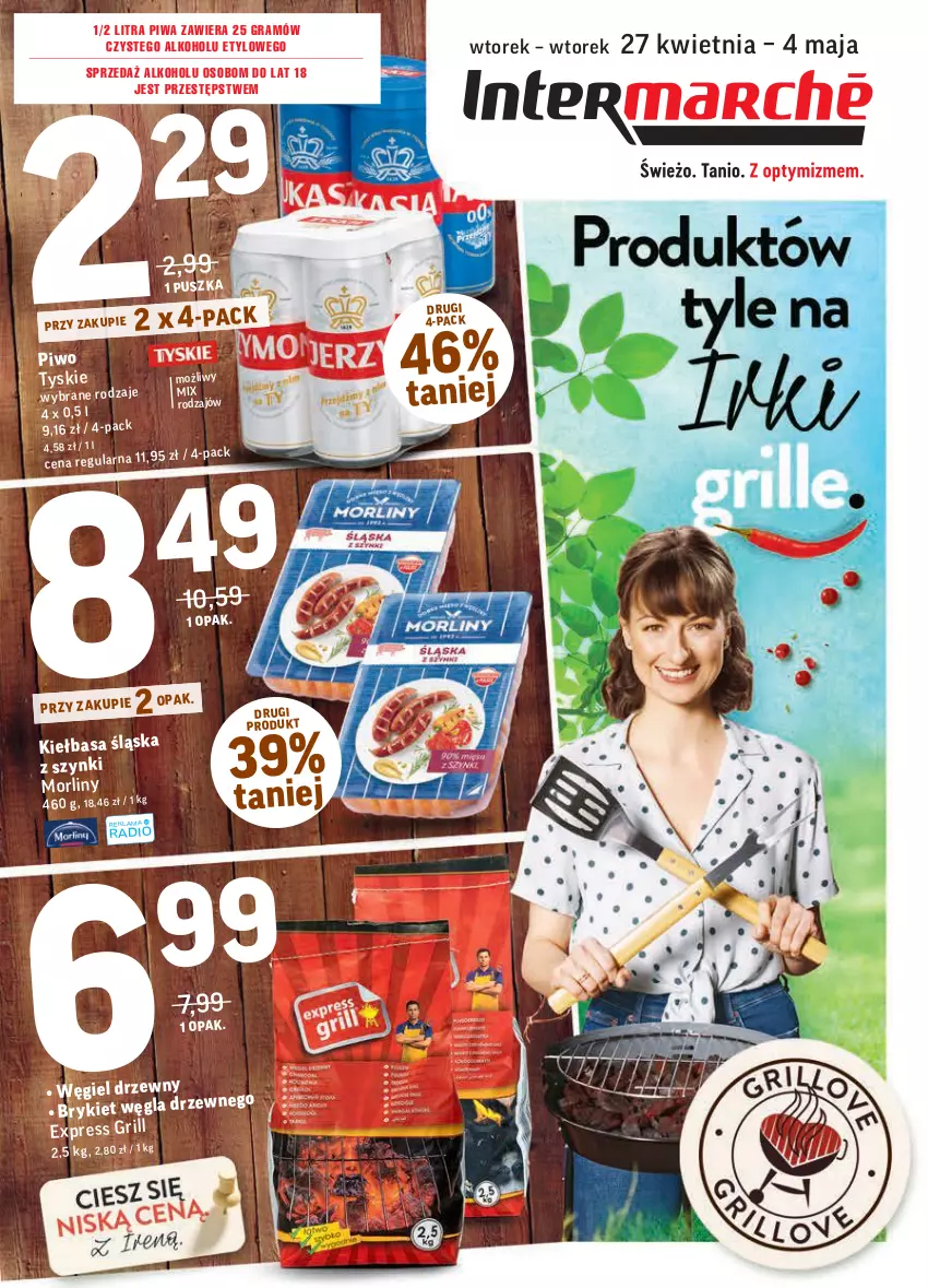 Gazetka promocyjna Intermarche - Grill majowy - ważna 27.04 do 04.05.2021 - strona 1 - produkty: Gra, Grill, Morliny, Piwa, Piwo, Tyskie, Węgiel drzewny