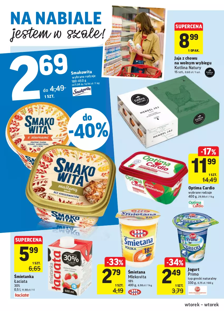 Gazetka promocyjna Intermarche - Grill majowy - ważna 27.04 do 04.05.2021 - strona 26 - produkty: Jaja, Jogurt, Kotlin, Mleko, Mlekovita, Optima, Optima Cardio, Smakowita, Szal