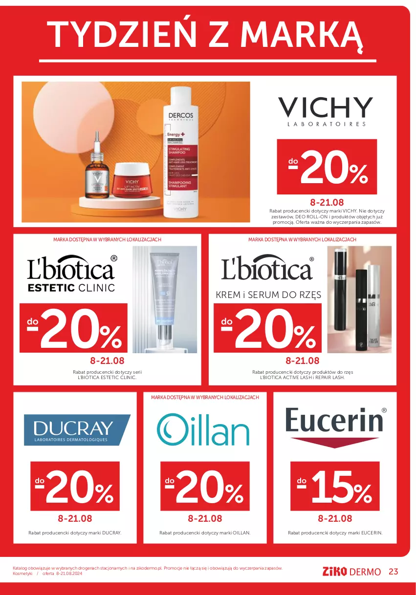 Gazetka promocyjna Ziko - Gazetka Ziko Dermo - ważna 08.08 do 21.08.2024 - strona 23 - produkty: Clin, Ducray, L'Biotica, Oillan, Rum, Ser, Serum, Vichy