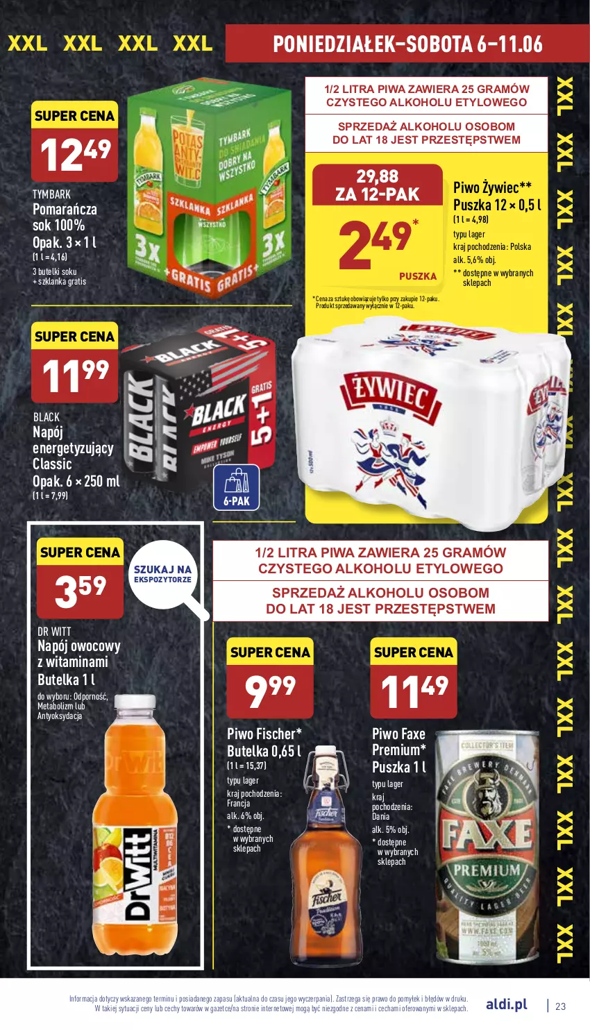 Gazetka promocyjna Aldi - Pełny katalog - ważna 06.06 do 11.06.2022 - strona 23 - produkty: Fa, Gra, Lack, Napój, Piwa, Piwo, Por, Sok, Szklanka, Tymbark