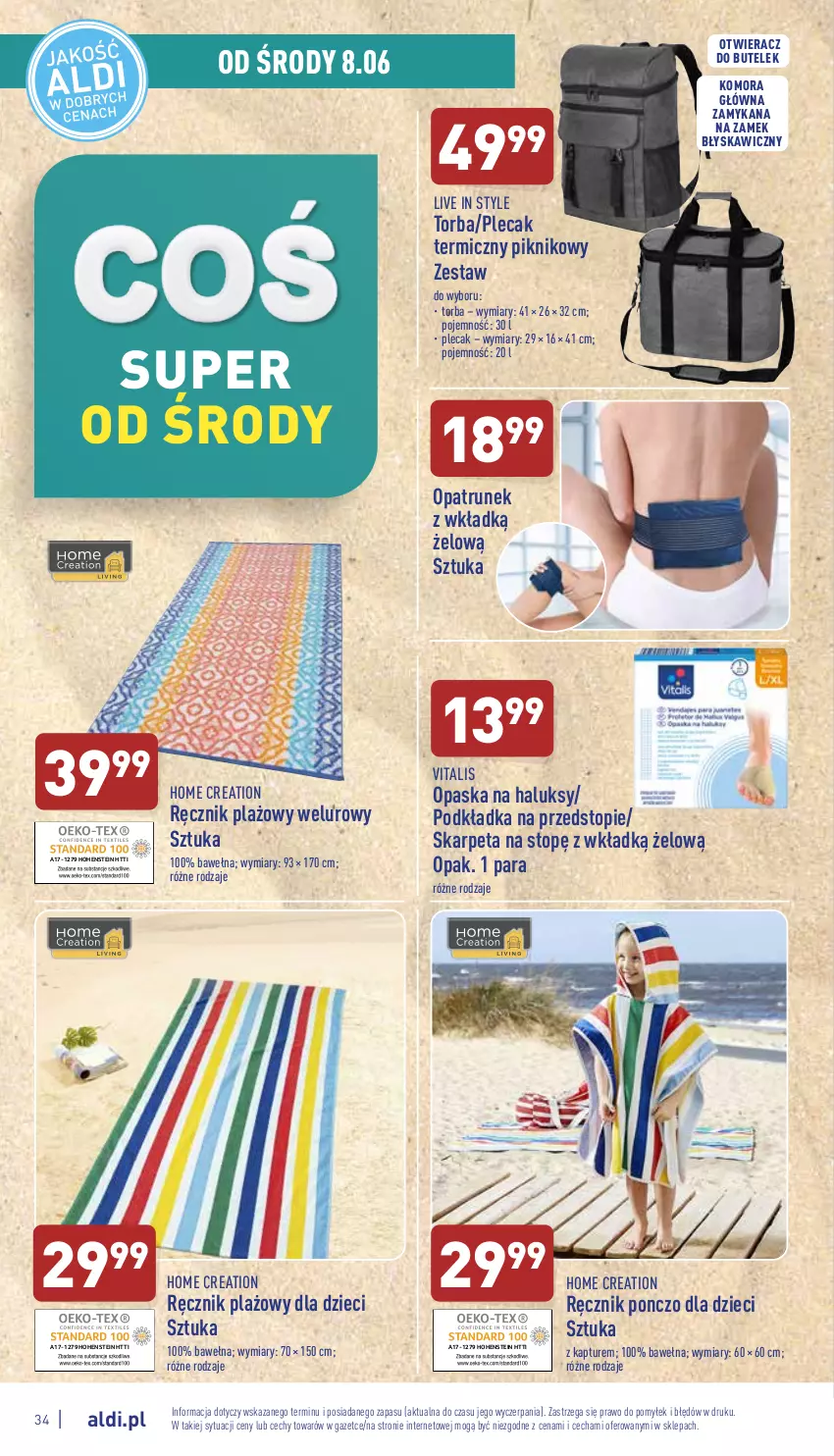 Gazetka promocyjna Aldi - Pełny katalog - ważna 06.06 do 11.06.2022 - strona 34 - produkty: Dzieci, Karp, Opaska, Otwieracz, Plecak, Podkład, Podkładka, Ponczo, Ręcznik, Top, Torba, Wełna