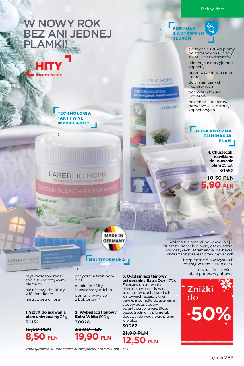 Gazetka promocyjna Faberlic - Gazetka - ważna 06.12 do 26.12.2021 - strona 253 - produkty: Chusteczki, Cień, Dezodorant, Fa, Odplamiacz, Olej, Piec, Por, Sok, Sos, Warzywa