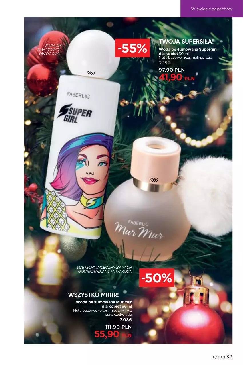 Gazetka promocyjna Faberlic - Gazetka - ważna 06.12 do 26.12.2021 - strona 39 - produkty: Czekolada, Kokos, Liczi, Nuty, Perfum, Róża, Woda, Woda perfumowana