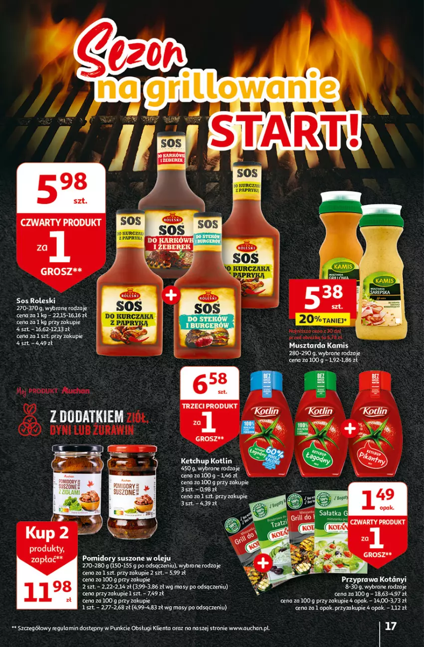 Gazetka promocyjna Auchan - Gazetka Aktywność na świeżym powietrzu! Hipermarket Auchan - ważna 11.04 do 17.04.2024 - strona 17 - produkty: Kamis, Ketchup, Kotlin, Kurczak, LG, Mus, Musztarda, Olej, Pomidory, Sos, Ziaja