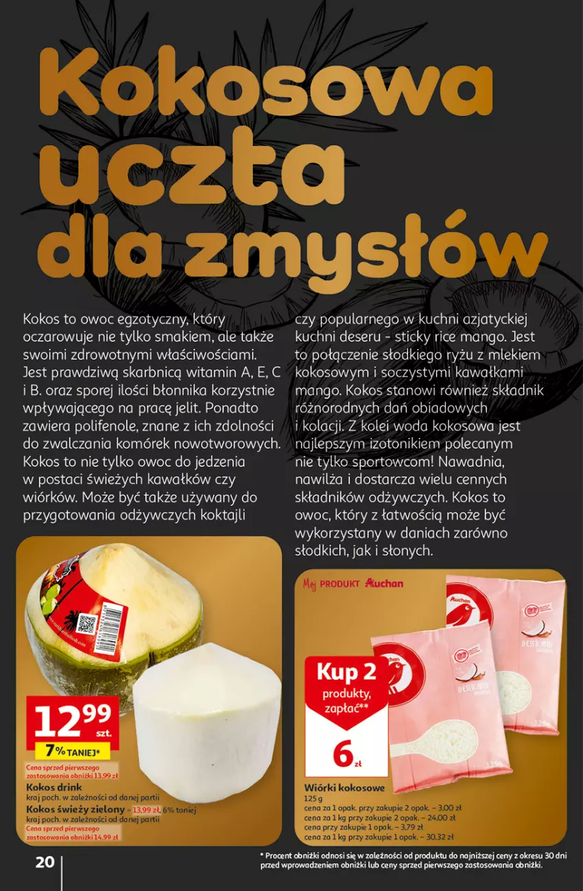 Gazetka promocyjna Auchan - Gazetka Aktywność na świeżym powietrzu! Hipermarket Auchan - ważna 11.04 do 17.04.2024 - strona 20 - produkty: Deser, Kawa, Kokos, Mango, Por, Ryż, Ser, Sport, Tonik, Woda