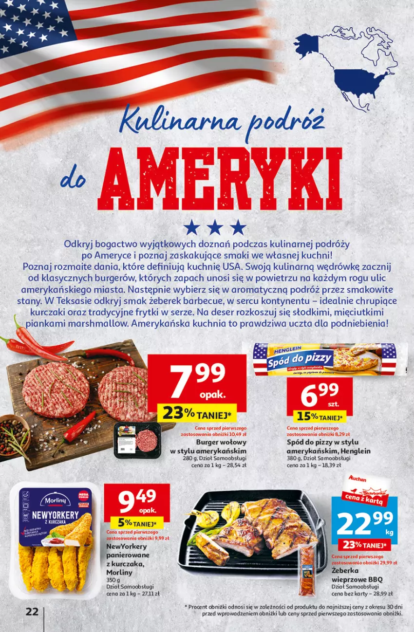 Gazetka promocyjna Auchan - Gazetka Aktywność na świeżym powietrzu! Hipermarket Auchan - ważna 11.04 do 17.04.2024 - strona 22 - produkty: Burger, Deser, Fa, Frytki, Kosz, Kuchnia, Kurczak, Mars, Morliny, Ser, Spód do pizzy