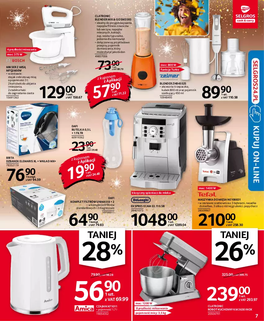 Gazetka promocyjna Selgros - Oferta przemysłowa - ważna 27.12 do 05.01.2021 - strona 7 - produkty: Blender, Brit, Brita, Czajnik, Dzbanek, Kubek, Magnez, Maszynka, Mikser, Mikser z misą, Pojemnik, Robot, Salsa, Ser, Sos, Stojak, Szatkownica, Szynka, Trzepaczka