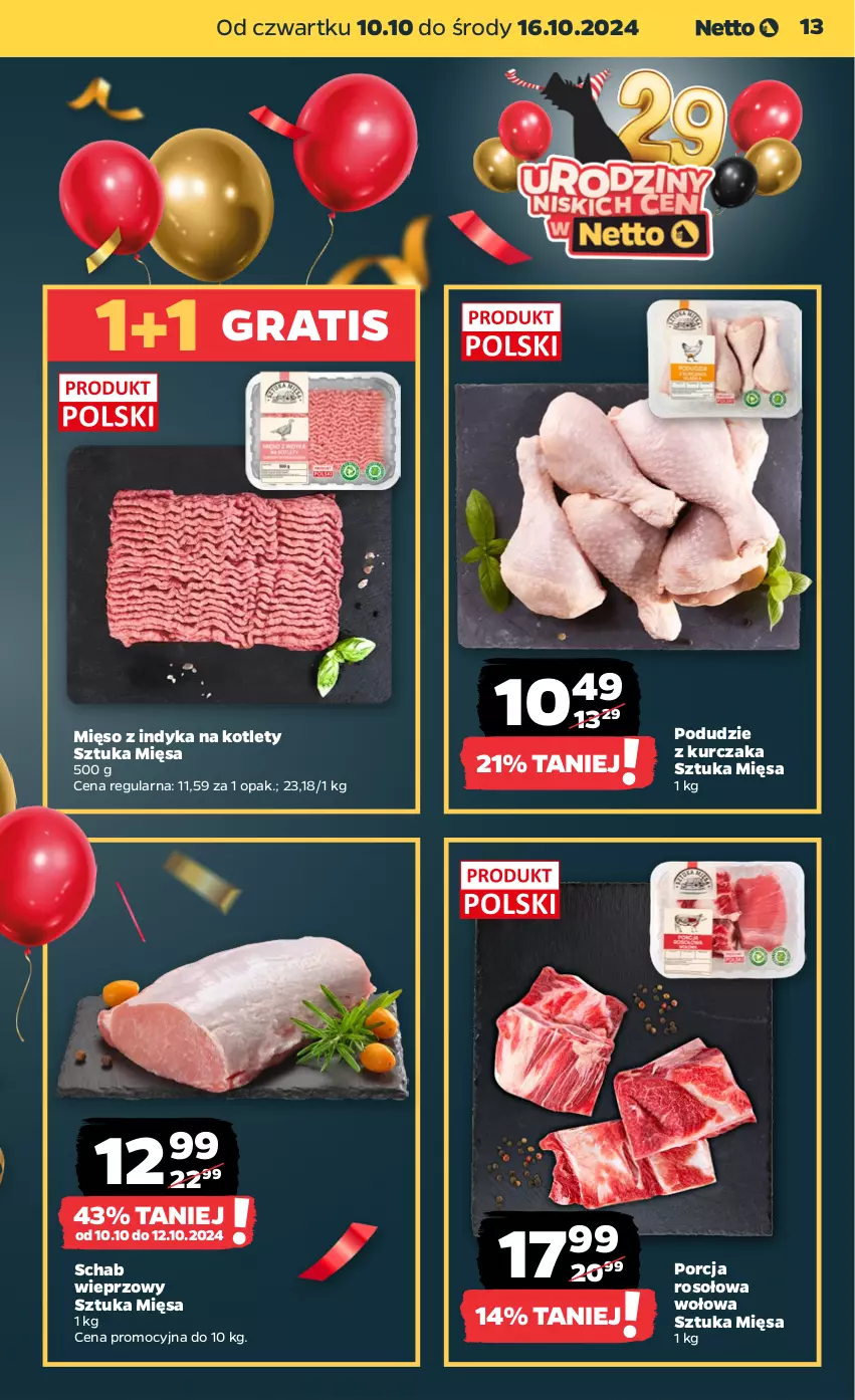 Gazetka promocyjna Netto - Artykuły spożywcze - ważna 10.10 do 16.10.2024 - strona 13 - produkty: Gra, Kotlet, Kurczak, Mięso, Mięso z indyka, Podudzie z kurczaka, Por, Schab wieprzowy