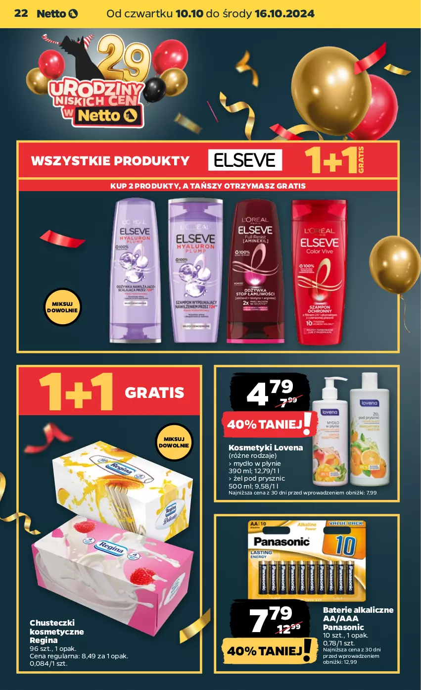 Gazetka promocyjna Netto - Artykuły spożywcze - ważna 10.10 do 16.10.2024 - strona 22 - produkty: Baterie alkaliczne, Chusteczki, Chusteczki kosmetyczne, Gin, Gra, Mydło, Mydło w płynie, Panasonic