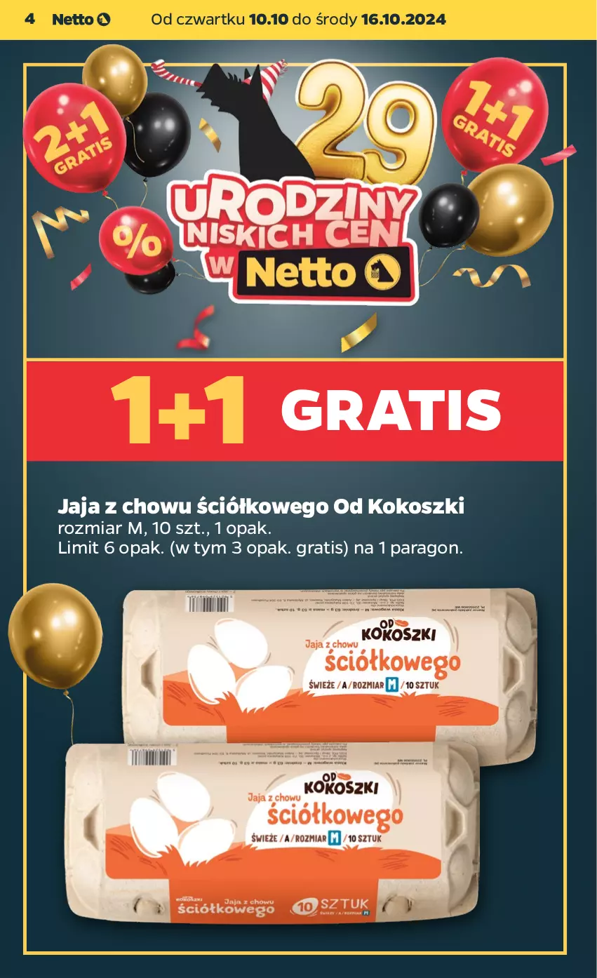 Gazetka promocyjna Netto - Artykuły spożywcze - ważna 10.10 do 16.10.2024 - strona 4 - produkty: Gra, Jaja, Kokos, Kosz