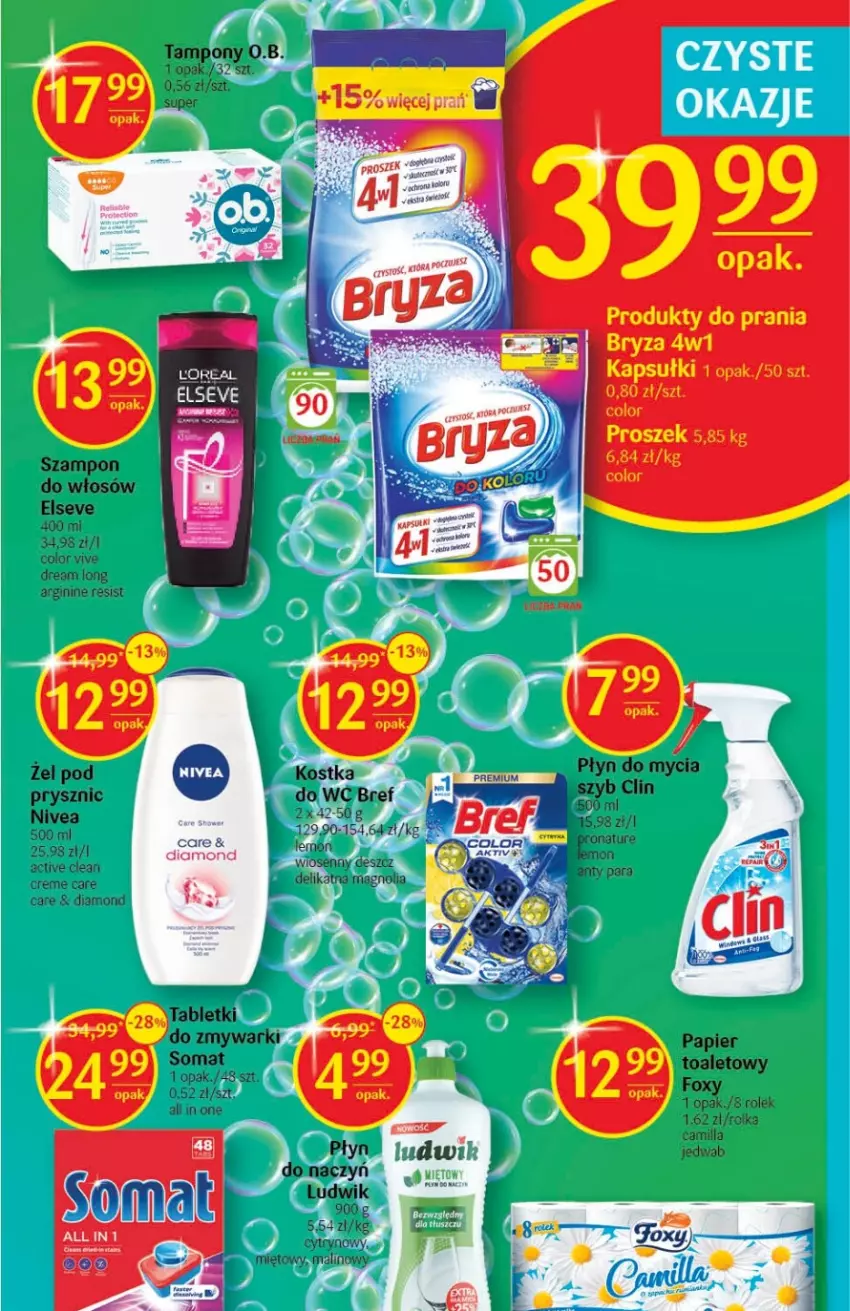 Gazetka promocyjna Delikatesy Centrum - Gazetka DC42 - ważna 27.10 do 02.11.2022 - strona 31 - produkty: Bref, Bryza, Elseve, Foxy, Gin, LG, Ludwik, Nivea, O.B., Papier, Papier toaletowy, Somat, Szampon, Tablet, Tabletki do zmywarki, Tampony, Zmywarki