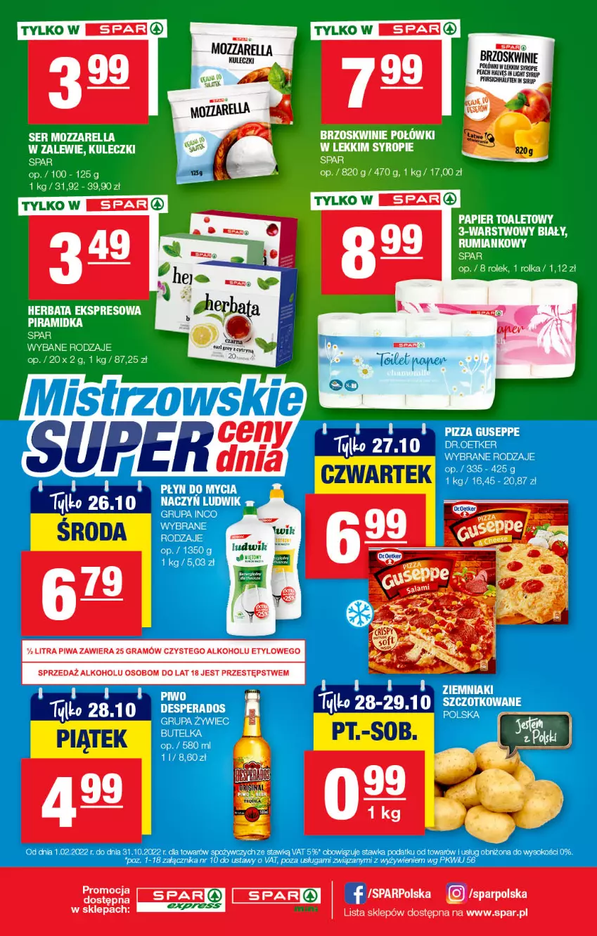 Gazetka promocyjna Spar - SparExpress - ważna 16.10 do 26.10.2022 - strona 4 - produkty: Brzoskwinie, Gra, Mozzarella, Piwa, Syrop