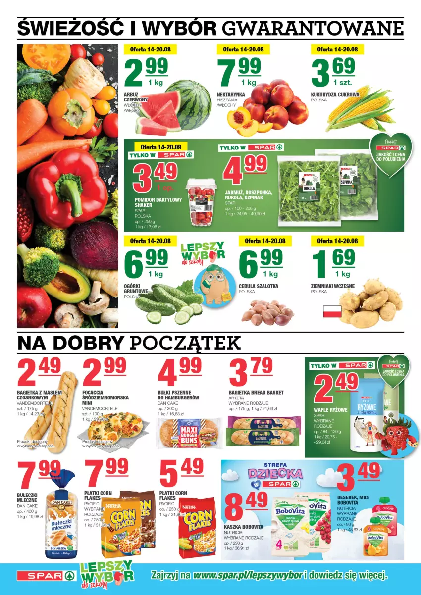 Gazetka promocyjna Spar - EuroSpar - ważna 11.08 do 21.08.2024 - strona 2 - produkty: Bagietka, Bułeczki, Burger, Cebula, Cebula szalotka, Cif, Dan Cake, Focaccia, Hamburger, Jarmuż, Kukurydza, Nektar, Nektarynka, Roszponka, Szal, Wafle, Ziemniaki