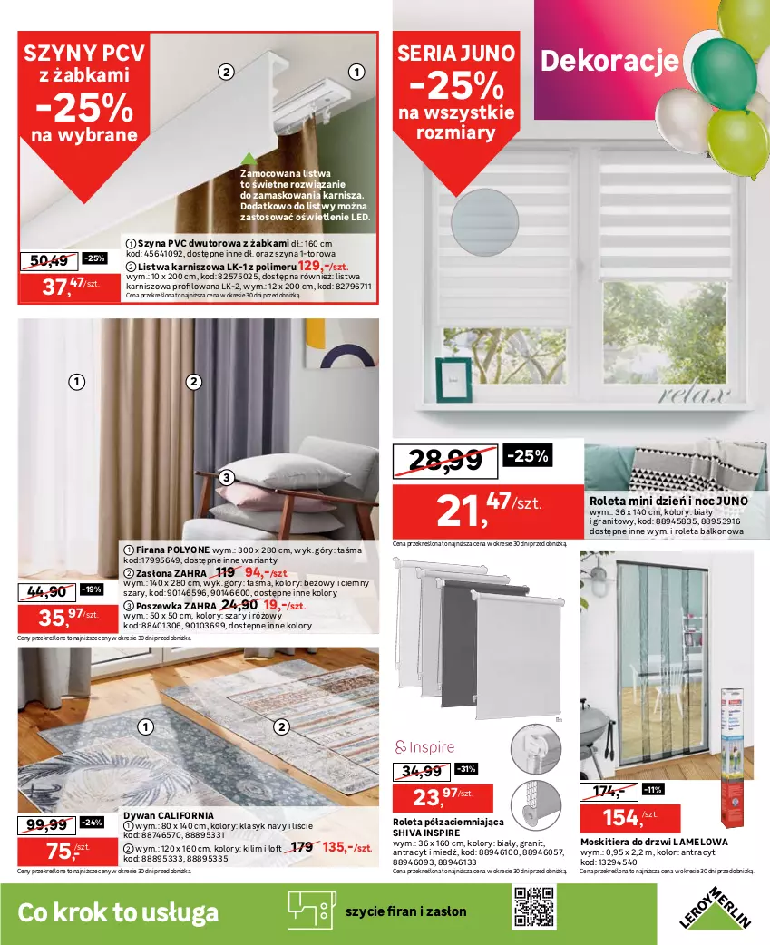 Gazetka promocyjna Leroy Merlin - Gazetka Leroy Merlin - ważna 26.04 do 21.05.2024 - strona 11 - produkty: Beckers, Dekoral, Designer Colour, Drzwi, Dywan, Emulsja, Fa, Farba lateksowa, Firana, Gra, Karnisz, Listwa, Luxens, Por, Poszewka, Roleta, Ser, Szyna, Szyny, Zasłona