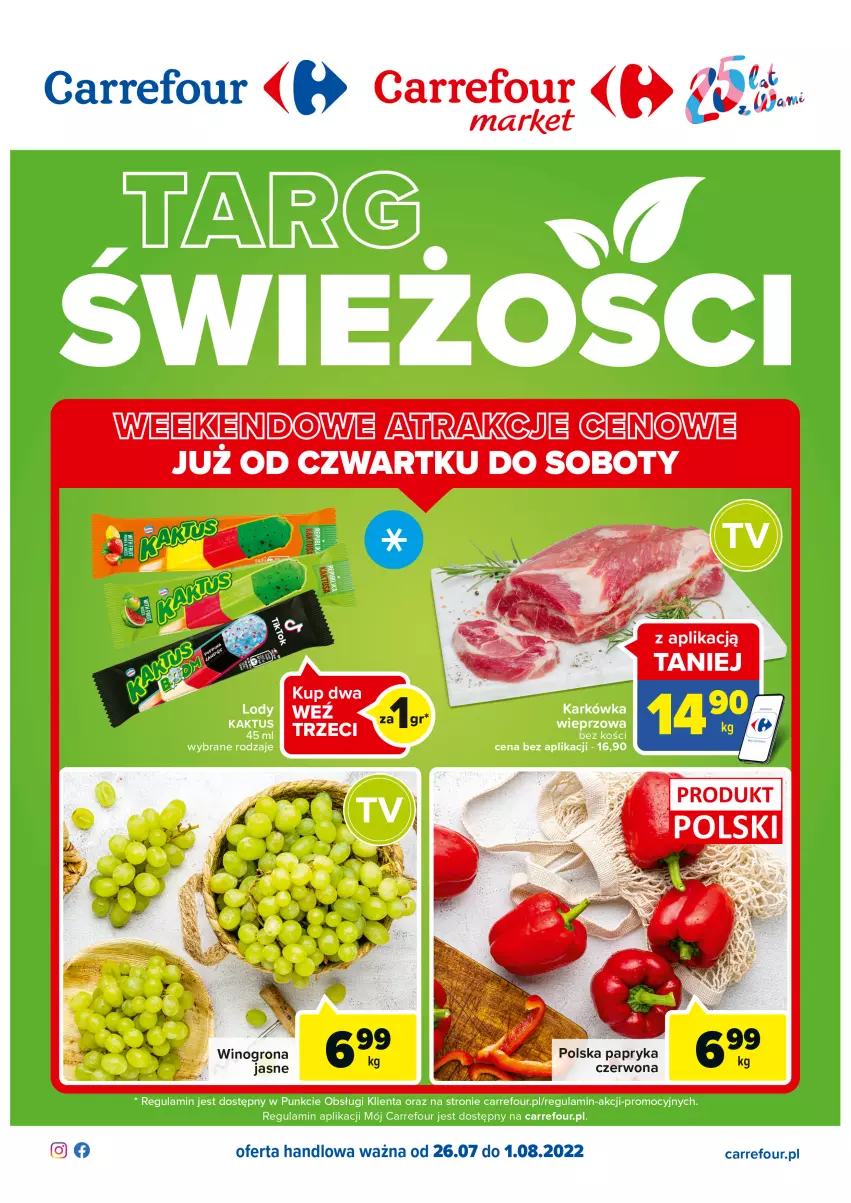 Gazetka promocyjna Carrefour - Gazetka Targ świeżości - ważna 26.07 do 01.08.2022 - strona 1 - produkty: Fa, Wino, Winogrona