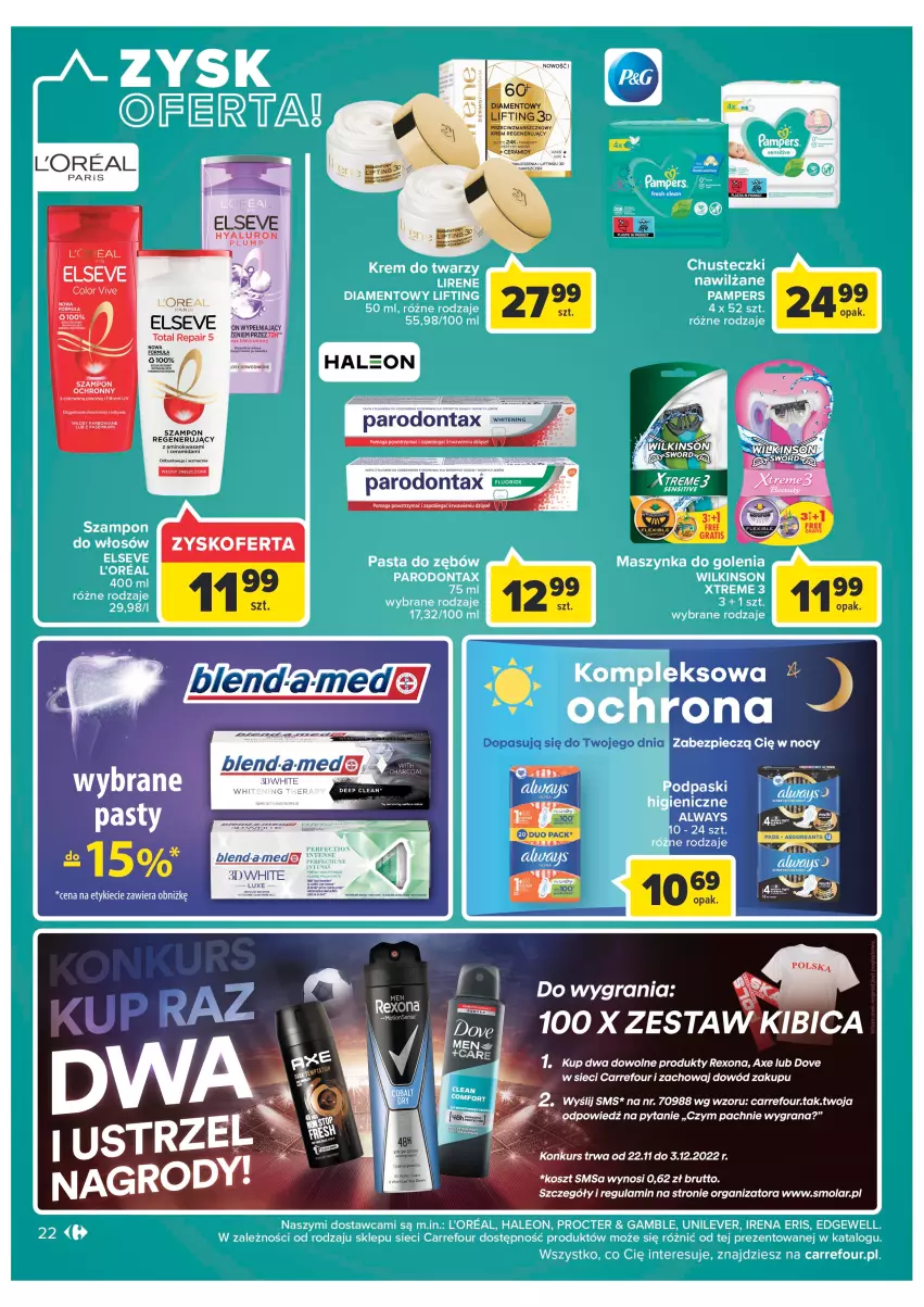 Gazetka promocyjna Carrefour - Gazetka Carrefour - ważna 22.11 do 03.12.2022 - strona 24 - produkty: BIC, Dove, Elseve, Gra, Kosz, Mola, Rexona, Szampon, Wasa