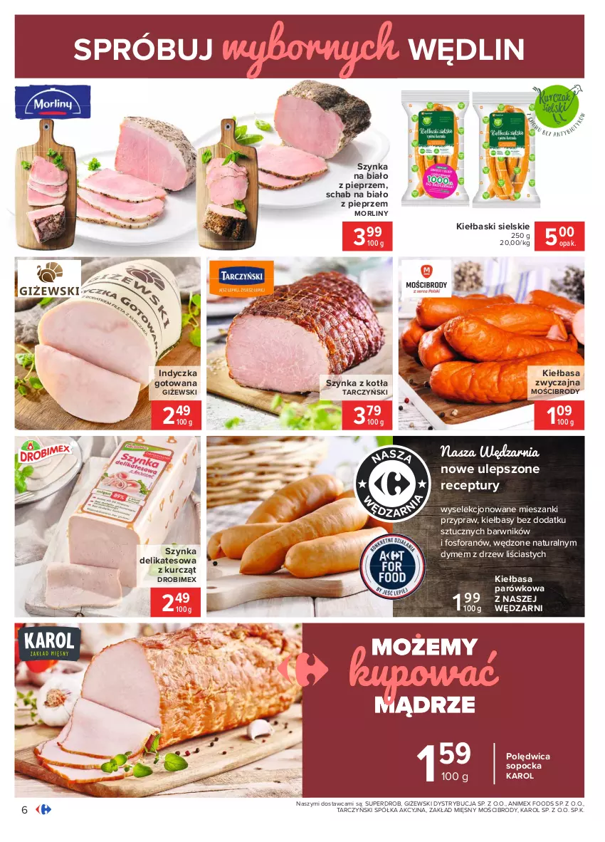 Gazetka promocyjna Carrefour - Gazetka Carrefour - ważna 01.03 do 13.03.2021 - strona 6 - produkty: Drobimex, Kiełbasa, Morliny, Pieprz, Polędwica, Półka, Szynka, Szynka delikatesowa, Tarczyński