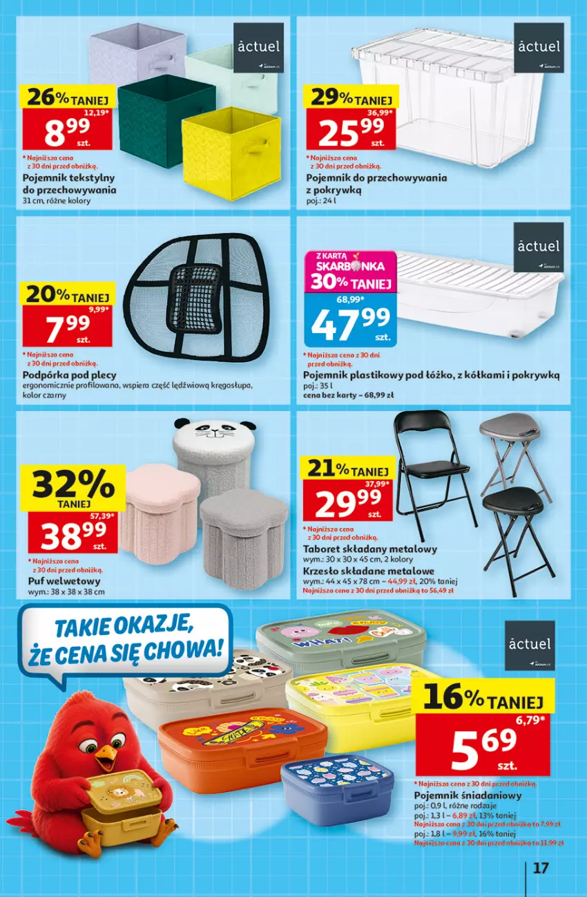 Gazetka promocyjna Auchan - Gazetka 30 Lat Hipermarket Auchan - ważna 06.08 do 12.08.2026 - strona 17 - produkty: Danio, Krzesło, Krzesło składane, Pojemnik, Pojemnik do przechowywania, Pojemnik plastikowy, Puf, Taboret, Taboret składany