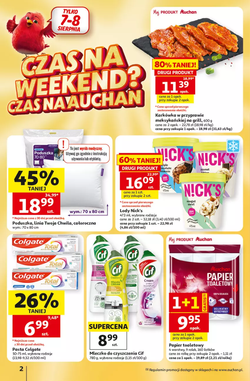 Gazetka promocyjna Auchan - Gazetka 30 Lat Hipermarket Auchan - ważna 06.08 do 12.08.2026 - strona 2 - produkty: Cif, Colgate, Grill, LG, Lody, Mleczko, Papier, Papier toaletowy, Poduszka