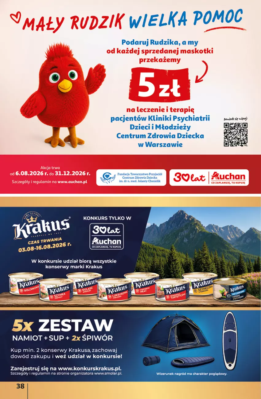 Gazetka promocyjna Auchan - Gazetka 30 Lat Hipermarket Auchan - ważna 06.08 do 12.08.2026 - strona 38 - produkty: Chia, Dzieci, Krakus, Mola, Namiot, Rum, Ser