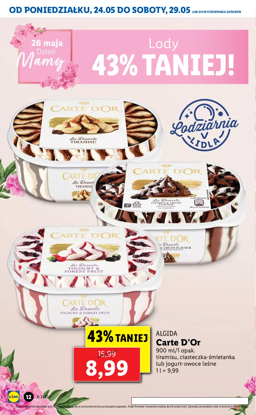 Gazetka promocyjna Lidl - GAZETKA - ważna 24.05 do 26.05.2021 - strona 12 - produkty: Algida, Jogurt, LG, Lody, Owoce