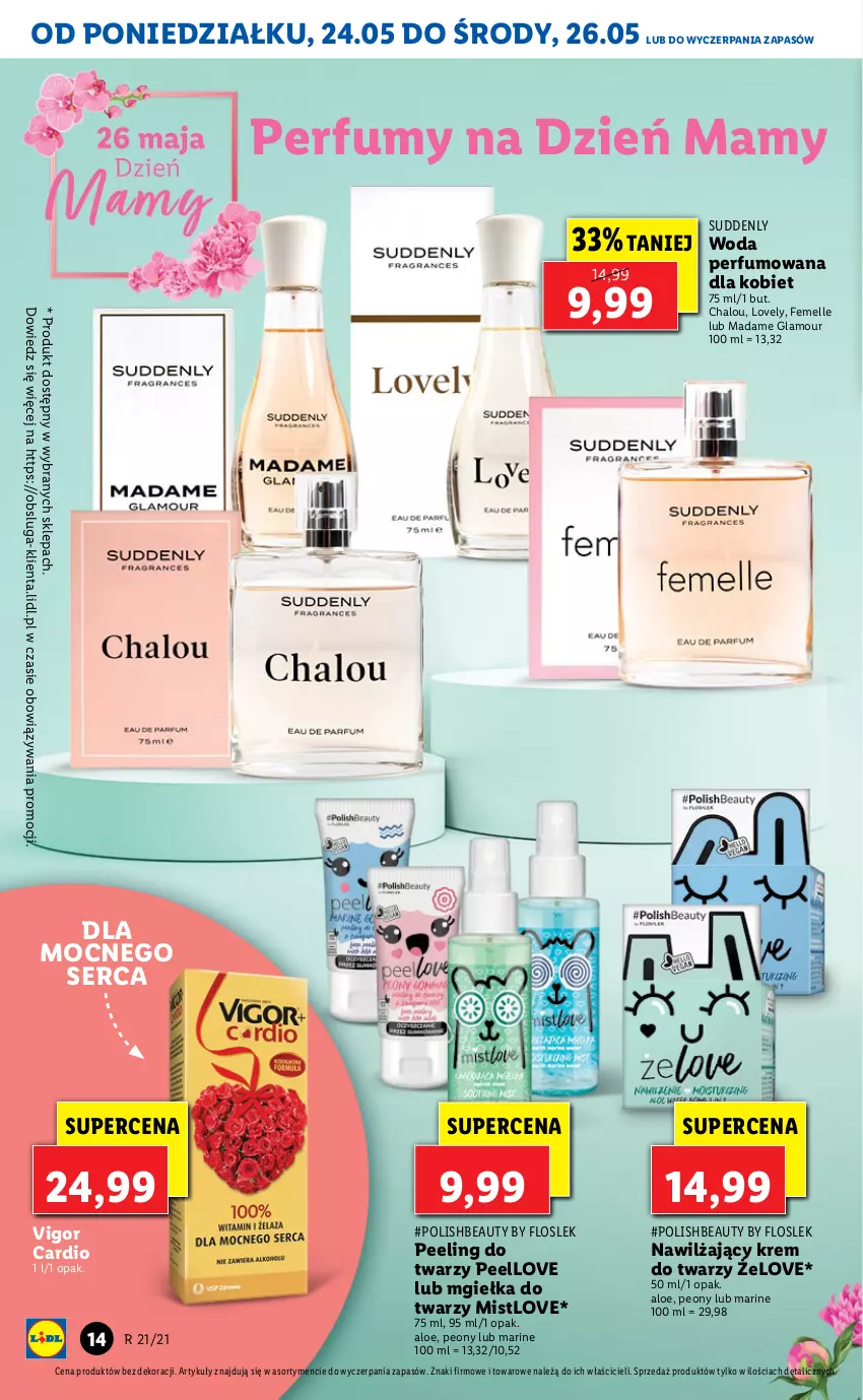 Gazetka promocyjna Lidl - GAZETKA - ważna 24.05 do 26.05.2021 - strona 14 - produkty: Halo, Krem do twarzy, Lovely, Mgiełka do twarzy, Peeling, Perfum, Ser, Woda, Woda perfumowana