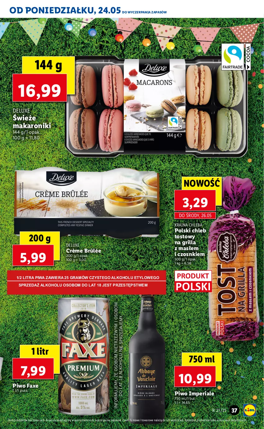 Gazetka promocyjna Lidl - GAZETKA - ważna 24.05 do 26.05.2021 - strona 37 - produkty: Chleb, Chleb tostowy, Crème brûlée, Fa, Gra, Grill, Makaron, Piwa, Piwo