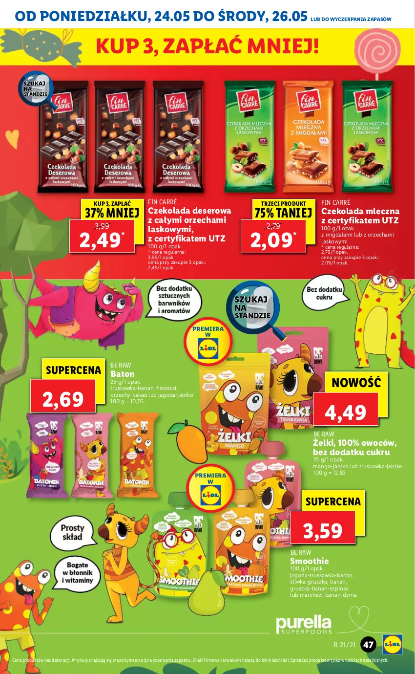 Gazetka promocyjna Lidl - GAZETKA - ważna 24.05 do 26.05.2021 - strona 47 - produkty: Baton, Czekolada, Czekolada mleczna, Deser, Kakao, Mango, Ser, Smoothie, Szpinak