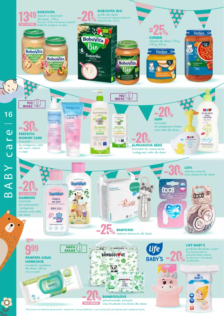 Gazetka promocyjna Super Pharm - Gazetka - ważna 28.11 do 12.12.2022 - strona 16 - produkty: BoboVita, Chusteczki, Deser, Dzieci, Gerber, HiPP, Lovi, Majtki, Pampers, Perfecta, Pieluchomajtki, Ser