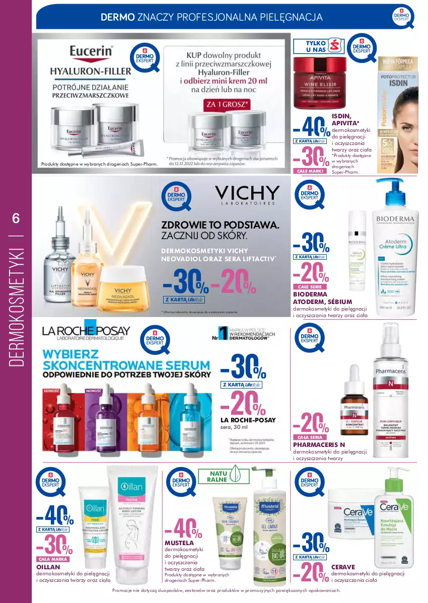 Gazetka promocyjna Super Pharm - Gazetka - ważna 28.11 do 12.12.2022 - strona 6 - produkty: Acer, Atoderm, Bioderma, CeraVe, La Roche-Posay, Mus, Mustela, Oillan, Pharmaceris, Ser, Vichy, Zdrowie