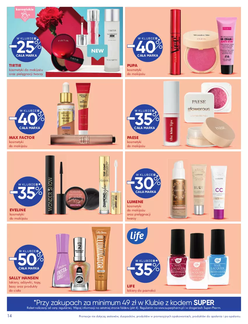 Gazetka promocyjna Super Pharm - Gazetka - ważna 16.06 do 13.07.2025 - strona 14 - produkty: Eveline, Fa, Lakier, Makijaż, Max Factor, PAESE, Pupa, Sally Hansen, Top