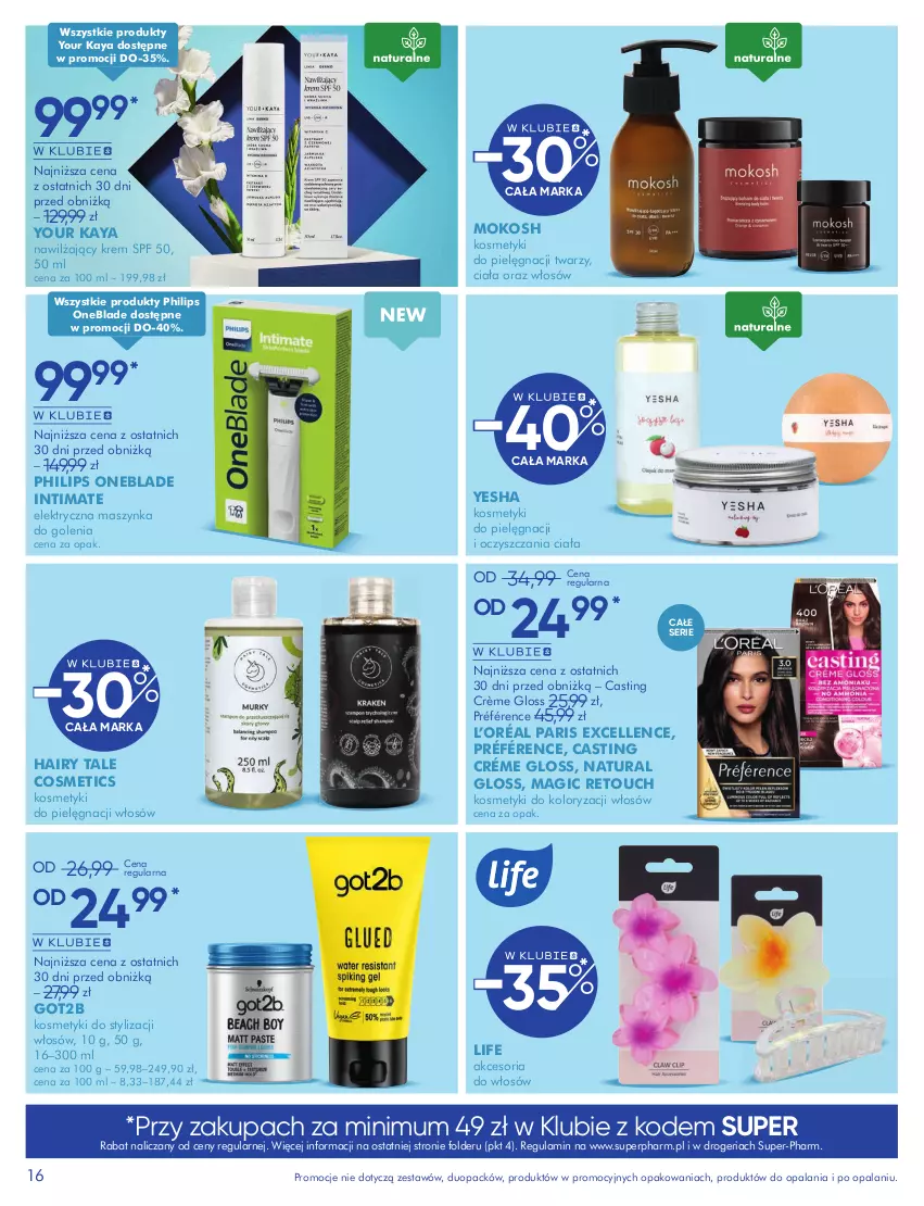 Gazetka promocyjna Super Pharm - Gazetka - ważna 16.06 do 13.07.2025 - strona 16 - produkty: Got2b, Kosmetyki do pielęgnacji, L’Oréal, Maszynka, Maszynka do golenia, Philips, Philips OneBlade, Ser, Szynka