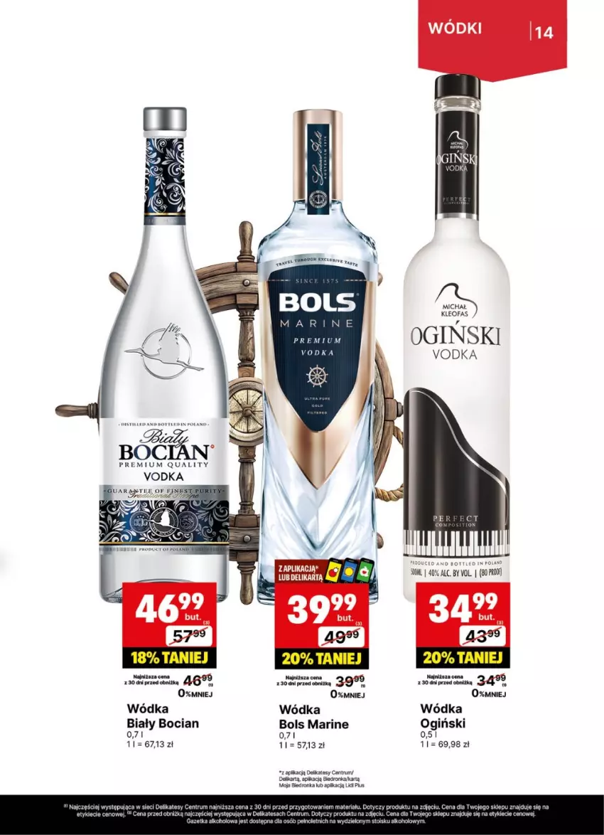 Gazetka promocyjna Delikatesy Centrum - Delibarek DC30-DC31 - ważna 21.07 do 03.08.2025 - strona 14 - produkty: Biały Bocian, Bols, Dron, Fa, Ogiński, Rum, Wódka