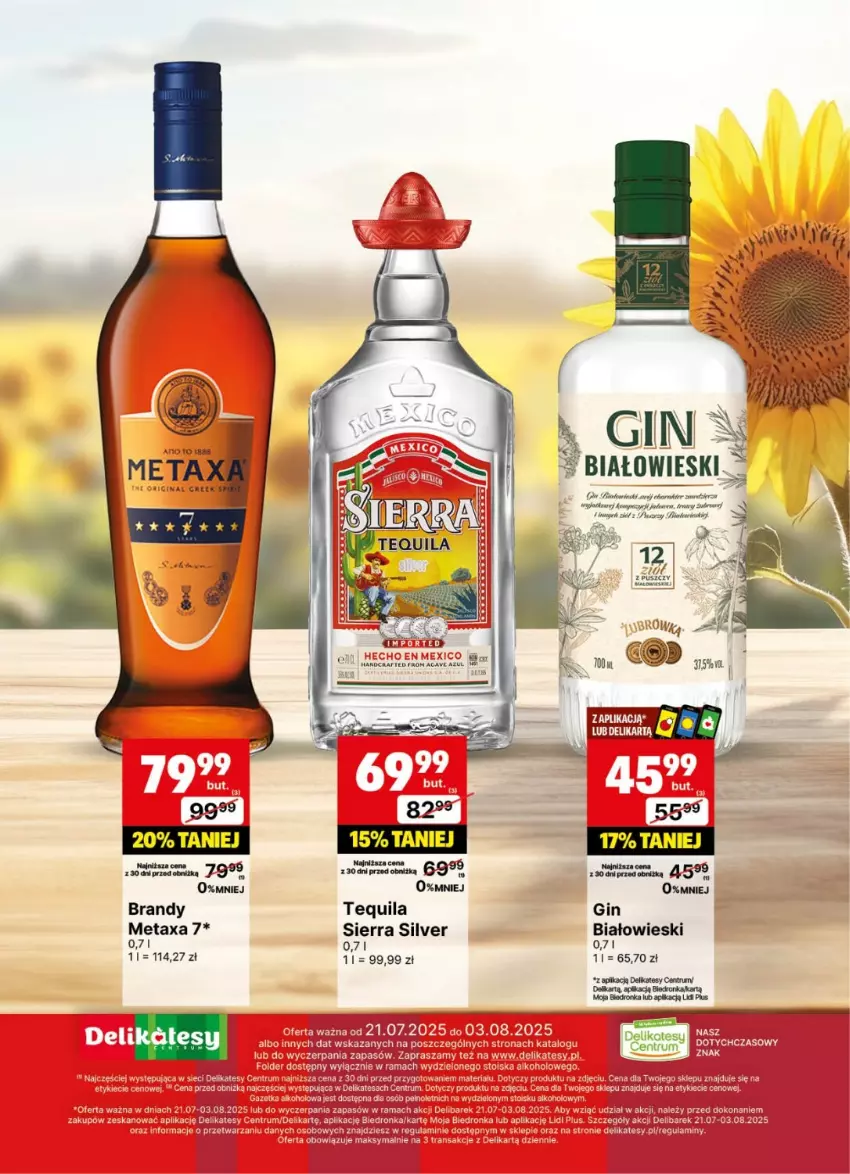 Gazetka promocyjna Delikatesy Centrum - Delibarek DC30-DC31 - ważna 21.07 do 03.08.2025 - strona 23 - produkty: Brandy, Dron, Gin, Metaxa, Por, Rum, Tequila
