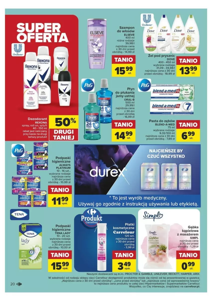 Gazetka promocyjna Carrefour - ważna 09.01 do 20.01.2024 - strona 15 - produkty: Blend-a-Med, Dezodorant, Dove, Gra, Pasta do zębów, Podpaski, Rexona, Szampon