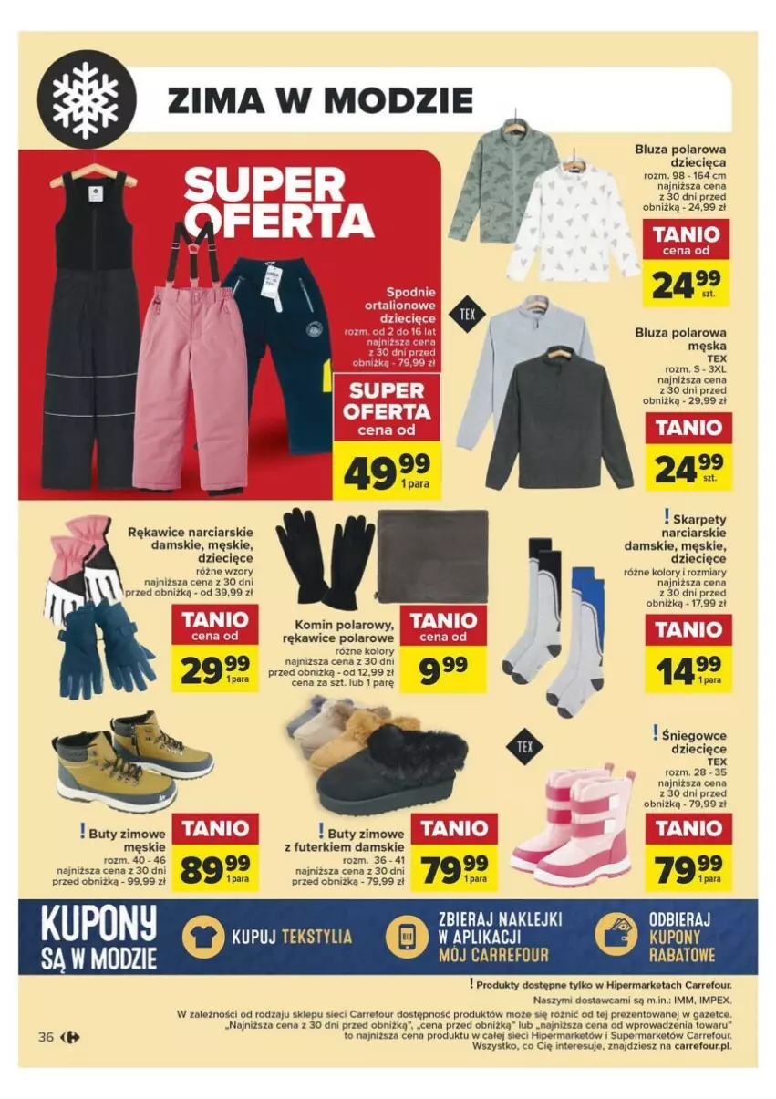 Gazetka promocyjna Carrefour - ważna 09.01 do 20.01.2024 - strona 32 - produkty: Bluza, Bluza polarowa, Buty, Buty zimowe, Dzieci, Fa, Karp, Klej, Rękawice