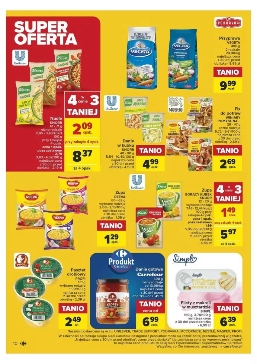 Gazetka promocyjna Carrefour - ważna 09.01 do 20.01.2024 - strona 4 - produkty: Danie gotowe, Knorr, Kosz, Kubek, Mus, Pasztet, Podravka, Por, Vegeta, Zupa