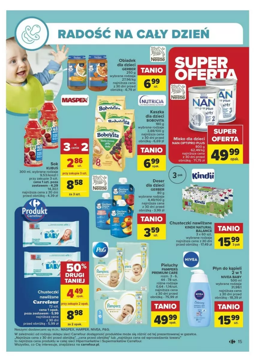 Gazetka promocyjna Carrefour - ważna 09.01 do 20.01.2024 - strona 9 - produkty: BoboVita, Dzieci, Kindii, Mleko, Mleko dla dzieci, NAN Optipro, Nivea, O nas, Orka, Pieluchy, Ser