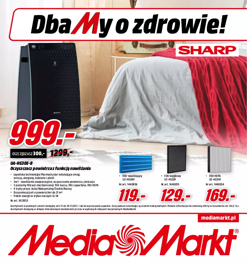 Gazetka promocyjna Media Markt - Gazetka Media Markt - ważna 02.11 do 30.11.2021 - strona 1 - produkty: Oczyszczacz powietrza, Por, Zdrowie