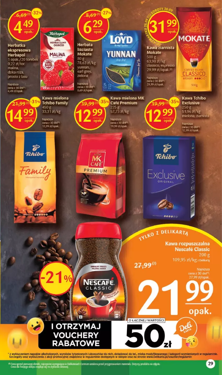 Gazetka promocyjna Delikatesy Centrum - Gazetka DC38 czw-sr - ważna 28.09 do 04.10.2023 - strona 29 - produkty: Earl Grey, Fa, Kawa, Kawa mielona, Kawa rozpuszczalna, Kawa ziarnista, Tchibo, Tchibo Family