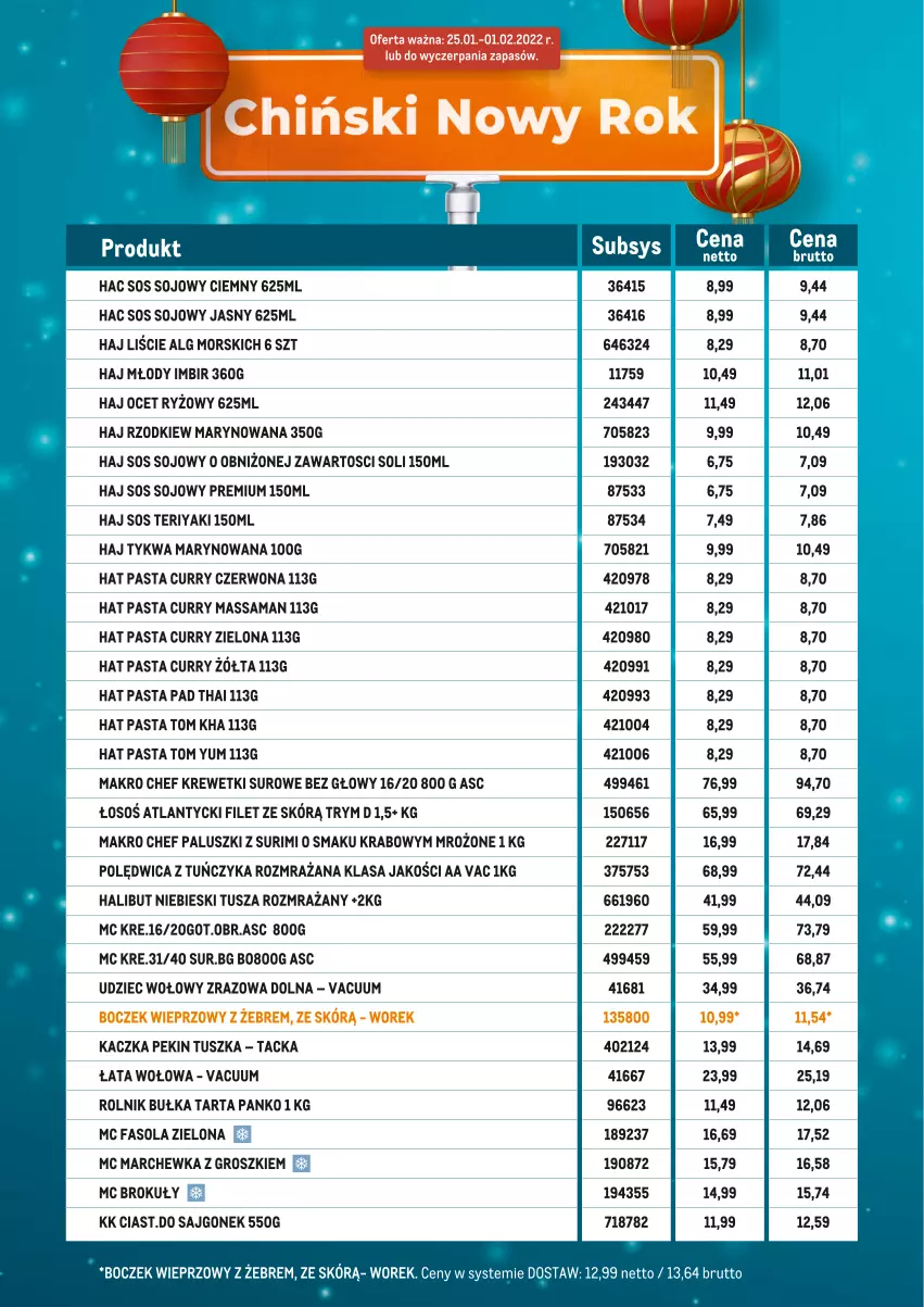 Gazetka promocyjna Makro - [Oferta specjalna] Chiński Nowy Rok  - oferta produktowa - ważna 25.01 do 01.02.2022 - strona 2 - produkty: Boczek, Boczek wieprzowy, Brokuły, Bułka, Bułka tarta, Fa, Fasola, Halibut, Imbir, Kaczka, Krewetki, LG, Marchewka, Ocet, Ocet ryżowy, Polędwica, Rolnik, Ryż, Sos, Sos sojowy, Surimi, Tarta, Tuńczyk, Tusz, Udziec wołowy