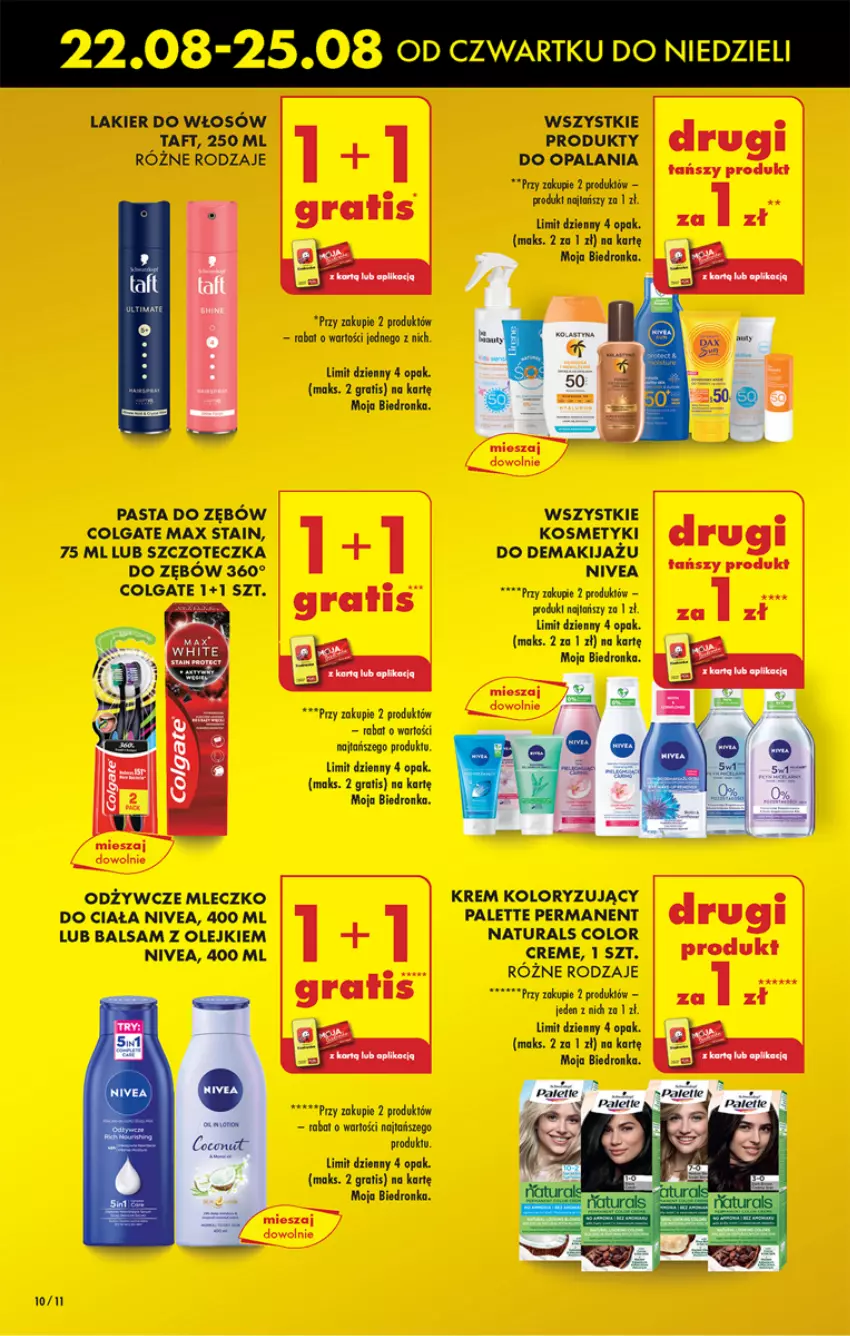 Gazetka promocyjna Biedronka - Od czwartku - ważna 22.08 do 28.08.2024 - strona 11 - produkty: Colgate, Color Creme, Dron, Gra, Lakier, Lakier do włosów, LG, Makijaż, Mleczko, Mleczko do ciała, Nivea, Olej, Palette, Pasta do zębów, Szczoteczka, Szczoteczka do zębów, Taft