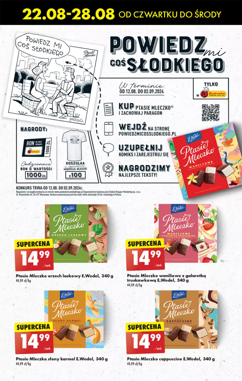 Gazetka promocyjna Biedronka - Od czwartku - ważna 22.08 do 28.08.2024 - strona 39 - produkty: Cappuccino, Gala, Kosz, Koszulka, Mleczko, Ptasie mleczko