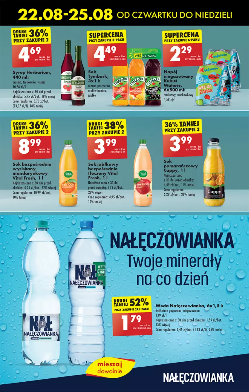 Gazetka promocyjna Biedronka - Od czwartku - ważna 22.08 do 28.08.2024 - strona 51 - produkty: Cappy, Fa, Nałęczowianka, Napój, Por, Sok, Sok jabłkowy, Syrop, Woda