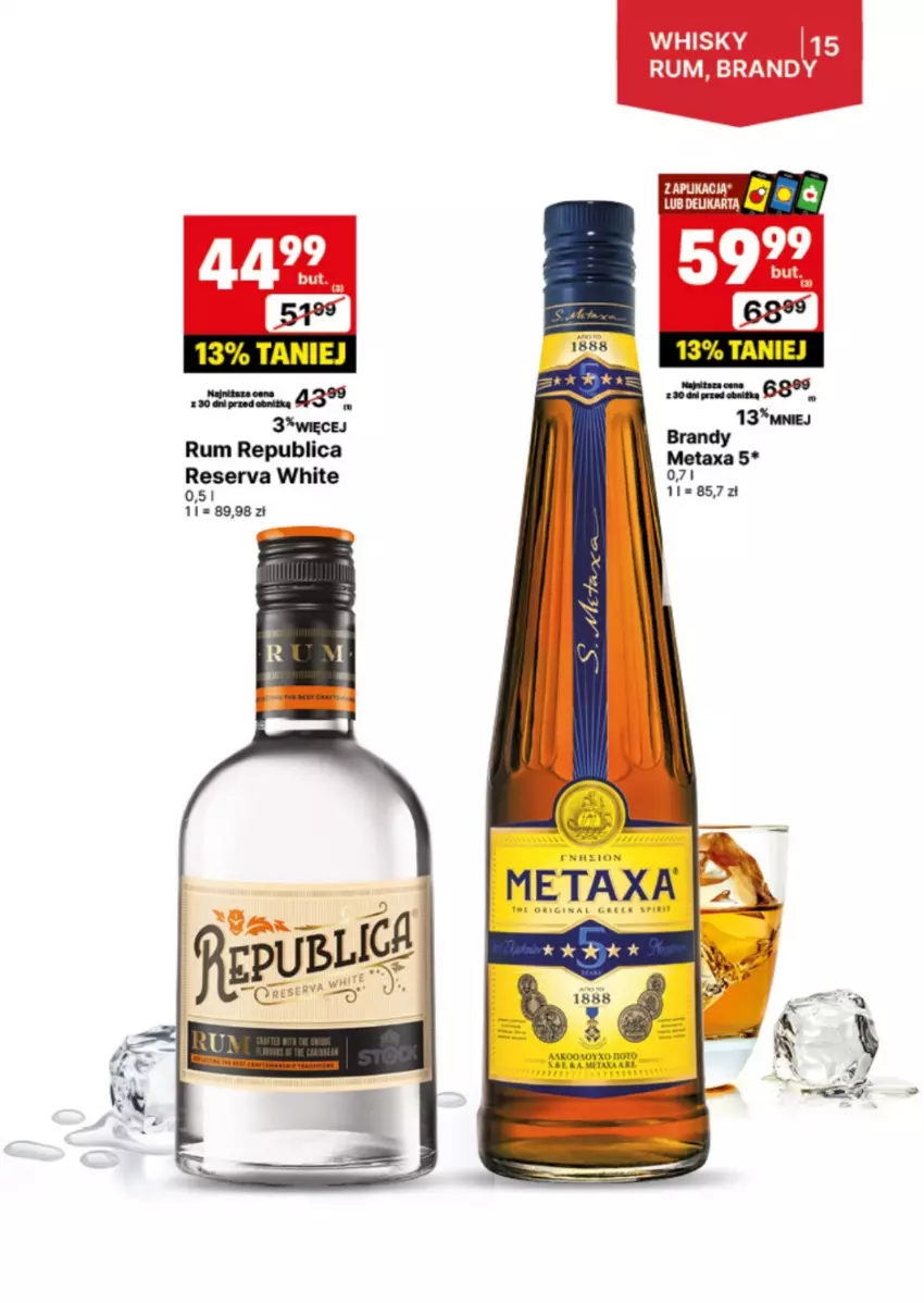 Gazetka promocyjna Delikatesy Centrum - DeliBarek DC31-DC32 - ważna 29.07 do 11.08.2024 - strona 15 - produkty: Brandy, Metaxa, Rum, Ser, Whisky