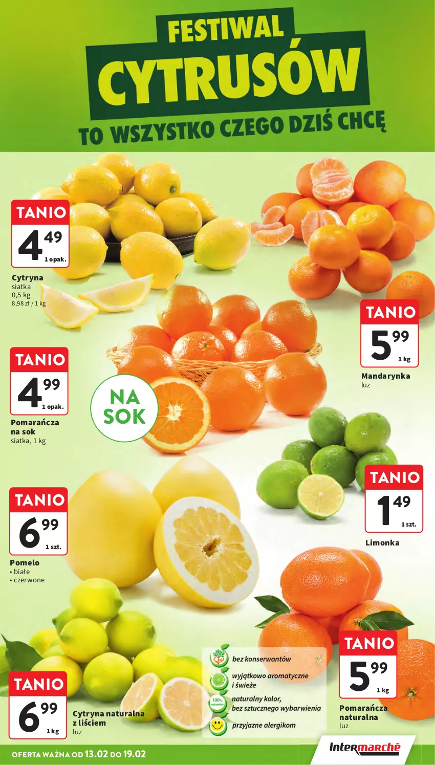 Gazetka promocyjna Intermarche - Gazetka Intermarche - ważna 13.02 do 19.02.2025 - strona 13 - produkty: Limonka, Pomelo, Siatka, Sok