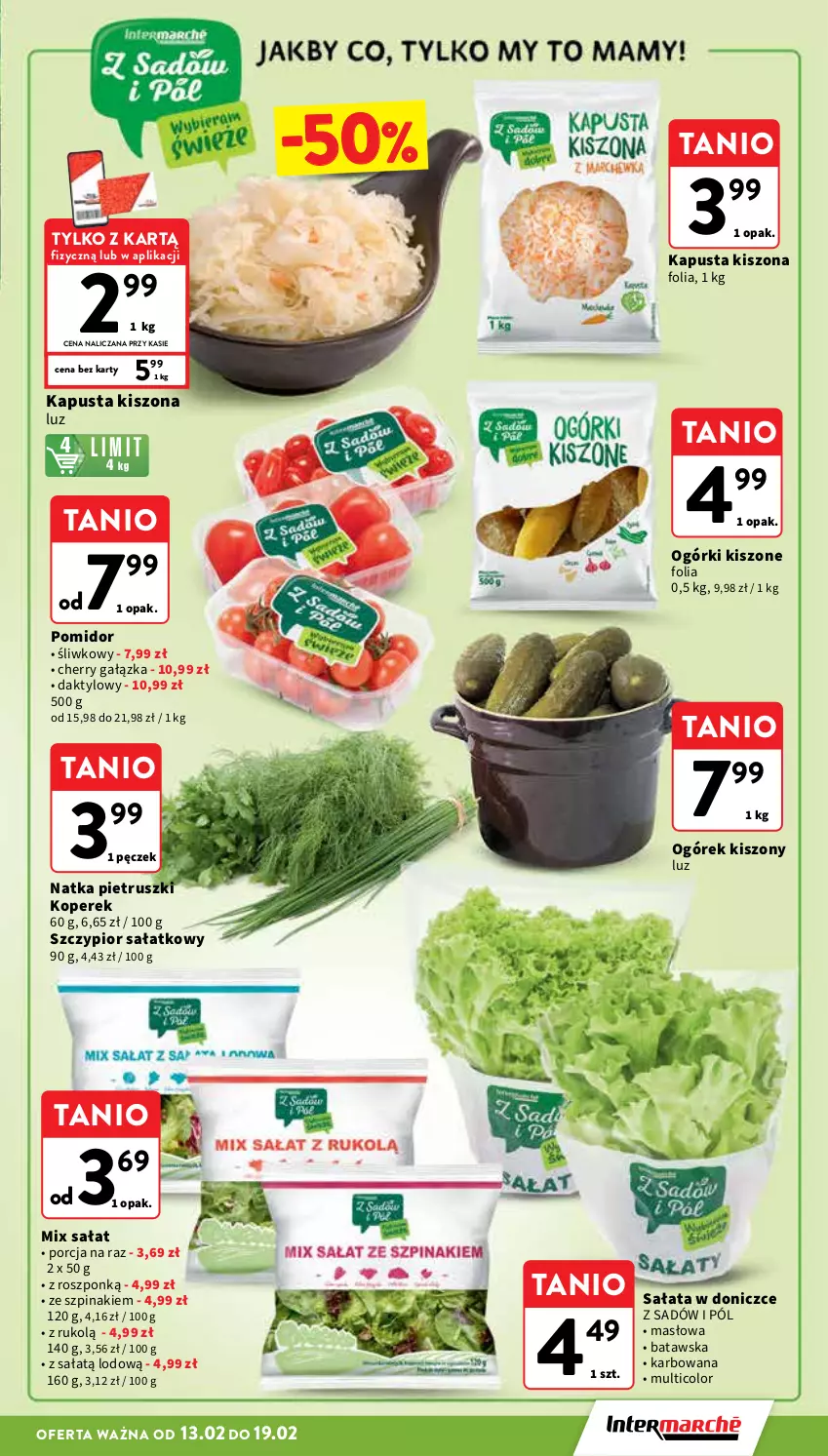 Gazetka promocyjna Intermarche - Gazetka Intermarche - ważna 13.02 do 19.02.2025 - strona 15 - produkty: Masło, Natka pietruszki, Ogórek, Por, Sałat, Szpinak