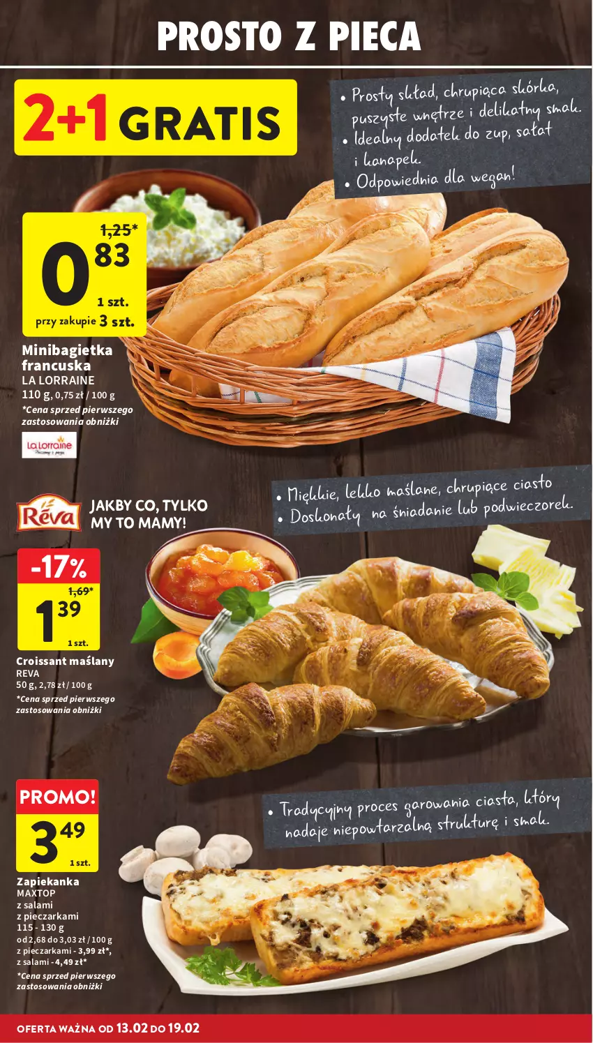 Gazetka promocyjna Intermarche - Gazetka Intermarche - ważna 13.02 do 19.02.2025 - strona 18 - produkty: Bagietka, Croissant, Gra, Piec, Pieczarka, Salami, Top, Zapiekanka