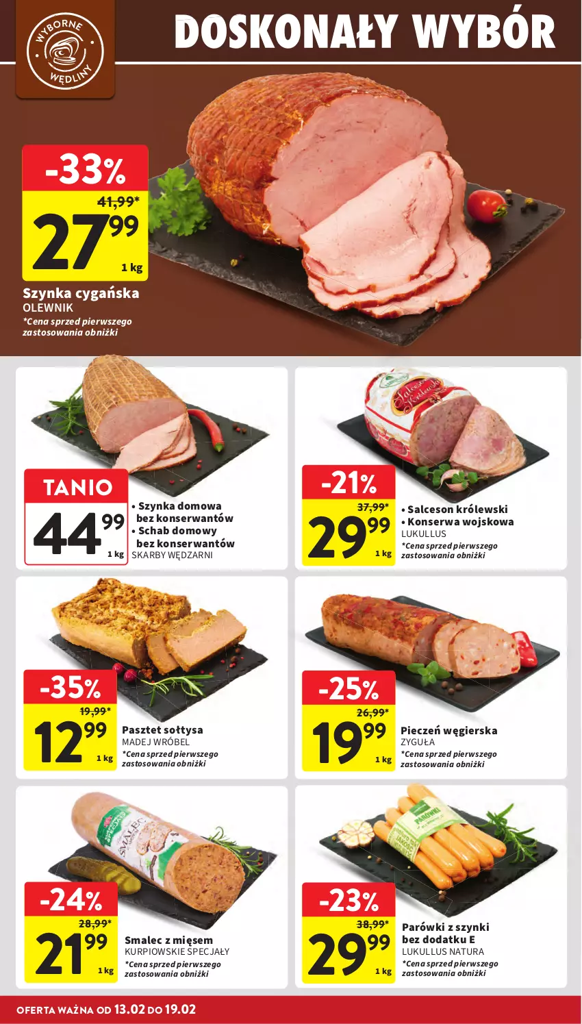 Gazetka promocyjna Intermarche - Gazetka Intermarche - ważna 13.02 do 19.02.2025 - strona 20 - produkty: Królewski, Madej Wróbel, Olewnik, Parówki, Parówki z szynki, Pasztet, Piec, Salceson, Ser, Smalec, Szynka, Szynka cygańska